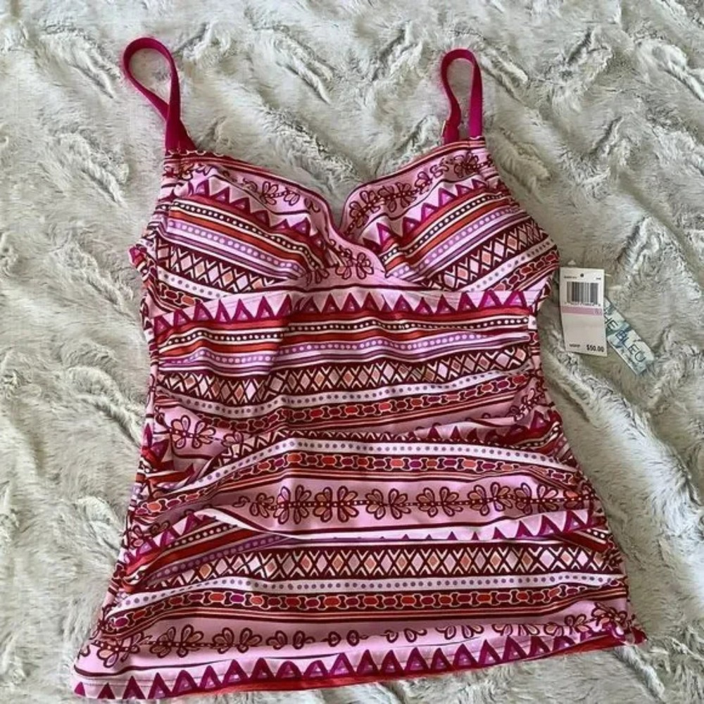Nwt Into the bleu pink print tankini size 6